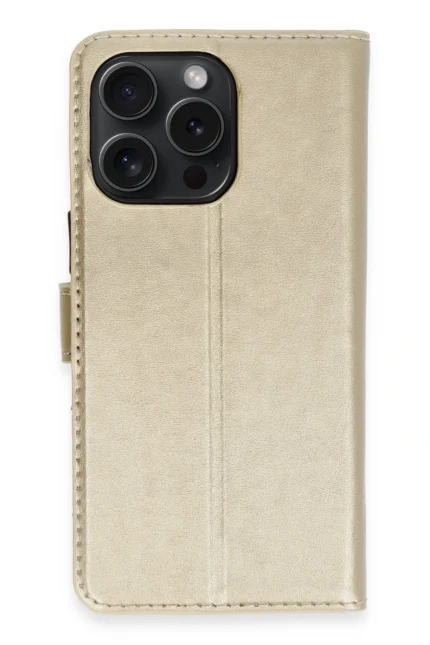 Uray store Apple iPhone 15 Pro Max Kılıf Trend S Plus Kapaklı Kılıf - Gold