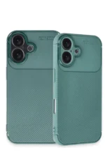 Uray store Apple iPhone 16 Kılıf Auto Focus Karbon Kapak - Koyu Yeşil - Görsel 3