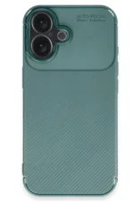 Uray store Apple iPhone 16 Kılıf Auto Focus Karbon Kapak - Koyu Yeşil - Görsel 4