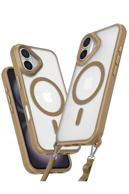 Uray store Apple iPhone 16 Kılıf Enka Magsafe Silikon Kılıf - Desert