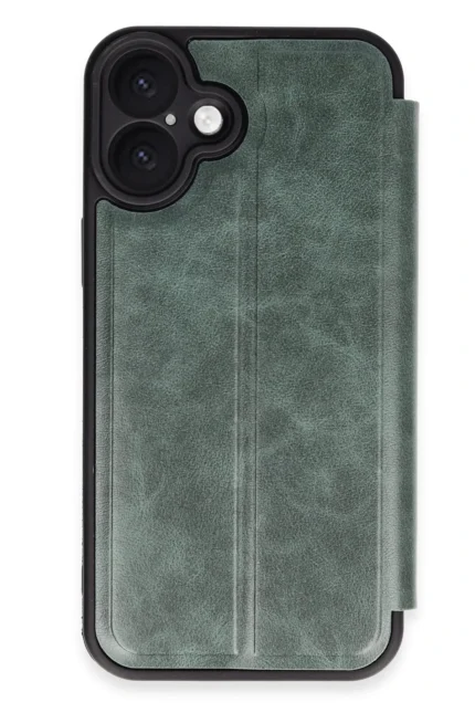 Uray store Apple iPhone 16 Kılıf Flip Cover - Koyu Yeşil