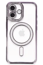 Uray store Apple iPhone 16 Kılıf Joke Simli Magneticsafe Kılıf - Derin Mor - Görsel 2