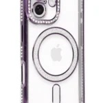 Uray store Apple iPhone 16 Kılıf Joke Simli Magneticsafe Kılıf - Derin Mor