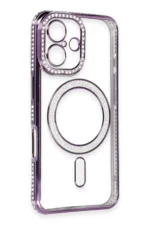 Uray store Apple iPhone 16 Kılıf Joke Simli Magneticsafe Kılıf - Derin Mor - Görsel 3