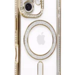 Uray store Apple iPhone 16 Kılıf Joke Simli Magneticsafe Kılıf - Gold