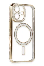 Uray store Apple iPhone 16 Kılıf Joke Simli Magneticsafe Kılıf - Gold - Görsel 3