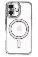 Uray store Apple iPhone 16 Kılıf Joke Simli Magneticsafe Kılıf - Gri - Görsel 2