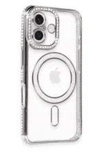 Uray store Apple iPhone 16 Kılıf Joke Simli Magneticsafe Kılıf - Gri