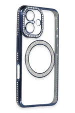 Uray store Apple iPhone 16 Kılıf Joke Simli Magneticsafe Kılıf - Lacivert - Görsel 2