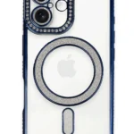 Uray store Apple iPhone 16 Kılıf Joke Simli Magneticsafe Kılıf - Lacivert