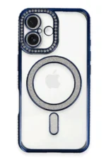 Uray store Apple iPhone 16 Kılıf Joke Simli Magneticsafe Kılıf - Lacivert