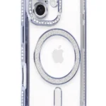 Uray store Apple iPhone 16 Kılıf Joke Simli Magneticsafe Kılıf - Mavi