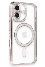 Uray store Apple iPhone 16 Kılıf Joke Simli Magneticsafe Kılıf - Pembe