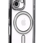 Uray store Apple iPhone 16 Kılıf Joke Simli Magneticsafe Kılıf - Siyah