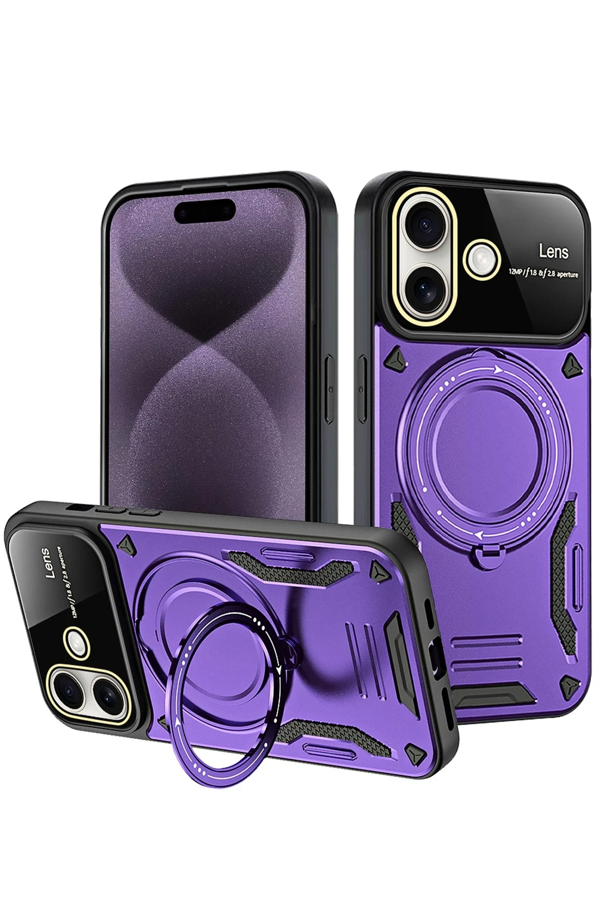 newface-iphone-16-kilif-joy-lens-standli-kapak-mor-default Uray store Apple iPhone 16 Kılıf Joy Lens Standlı Kapak - Mor - Görsel 1