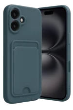 Uray store Apple iPhone 16 Kılıf Kelvin Kartvizitli Silikon - Koyu Yeşil
