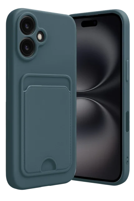 Uray store Apple iPhone 16 Kılıf Kelvin Kartvizitli Silikon - Koyu Yeşil