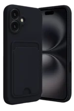 Uray store Apple iPhone 16 Kılıf Kelvin Kartvizitli Silikon - Siyah