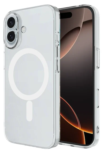 Uray store Apple iPhone 16 Kılıf Magneticsafe Şeffaf Silikon - Şeffaf