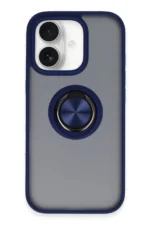 Uray store Apple iPhone 16 Kılıf Montreal Yüzüklü Silikon Kapak - Lacivert