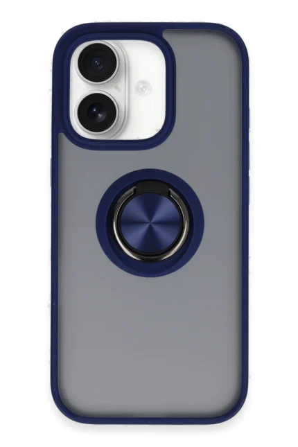 Uray store Apple iPhone 16 Kılıf Montreal Yüzüklü Silikon Kapak - Lacivert
