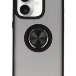 Uray store Apple iPhone 16 Kılıf Montreal Yüzüklü Silikon Kapak - Siyah