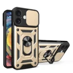 Uray store Apple iPhone 16 Kılıf Pars Lens Yüzüklü Silikon - Gold