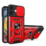 Uray store Apple iPhone 16 Kılıf Pars Lens Yüzüklü Silikon - Kırmızı