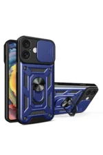 Uray store Apple iPhone 16 Kılıf Pars Lens Yüzüklü Silikon - Lacivert