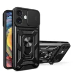 Uray store Apple iPhone 16 Kılıf Pars Lens Yüzüklü Silikon - Siyah