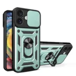Uray store Apple iPhone 16 Kılıf Pars Lens Yüzüklü Silikon - Yeşil
