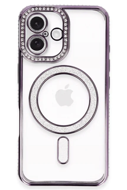 Uray store Apple iPhone 16 Plus Kılıf Joke Simli Magneticsafe Kılıf - Derin Mor