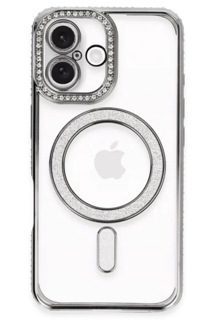 Uray store Apple iPhone 16 Plus Kılıf Joke Simli Magneticsafe Kılıf - Gri