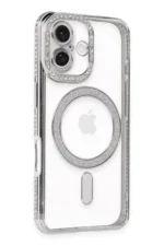 Uray store Apple iPhone 16 Plus Kılıf Joke Simli Magneticsafe Kılıf - Gümüş - Görsel 2