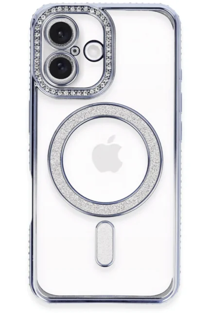 Uray store Apple iPhone 16 Plus Kılıf Joke Simli Magneticsafe Kılıf - Mavi
