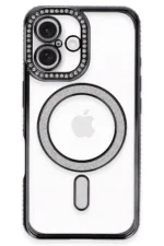 Uray store Apple iPhone 16 Plus Kılıf Joke Simli Magneticsafe Kılıf - Siyah