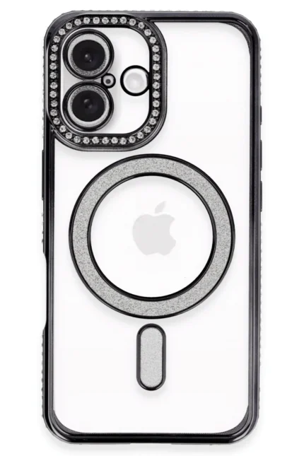 Uray store Apple iPhone 16 Plus Kılıf Joke Simli Magneticsafe Kılıf - Siyah