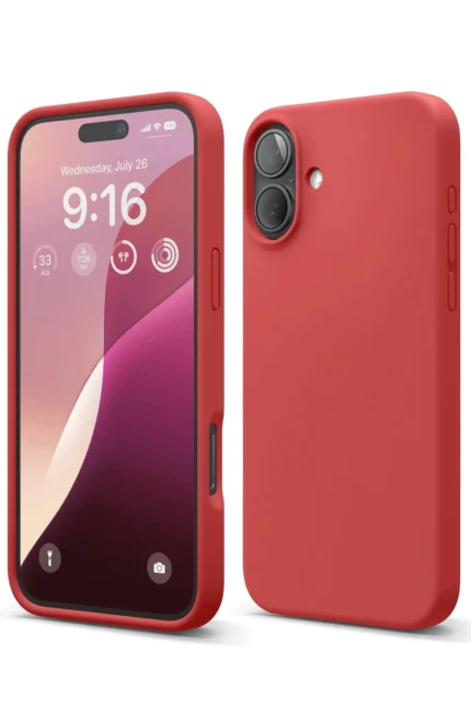 Uray store Apple iPhone 16 Plus Kılıf Nano içi Kadife Silikon - Kırmızı