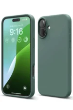 Uray store Apple iPhone 16 Plus Kılıf Nano içi Kadife Silikon - Koyu Yeşil