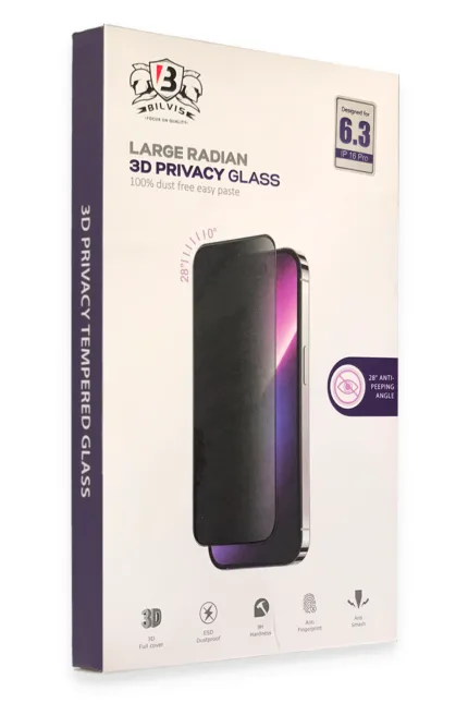 Uray store Apple iPhone 16 Pro Bilvis 3D Radian Hayalet Cam Ekran Koruyucu