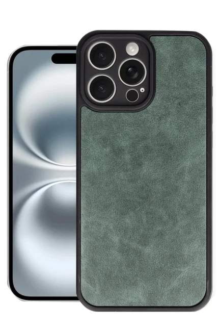 Uray store Apple iPhone 16 Pro Kılıf Aras Deri Kapak - Koyu Yeşil