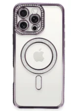 Uray store Apple iPhone 16 Pro Kılıf Joke Simli Magneticsafe Kılıf - Derin Mor - Görsel 2