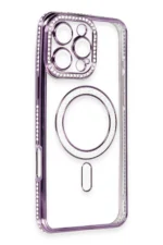Uray store Apple iPhone 16 Pro Kılıf Joke Simli Magneticsafe Kılıf - Derin Mor - Görsel 3
