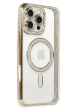 Uray store Apple iPhone 16 Pro Kılıf Joke Simli Magneticsafe Kılıf - Gold