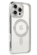 Uray store Apple iPhone 16 Pro Kılıf Joke Simli Magneticsafe Kılıf - Gümüş
