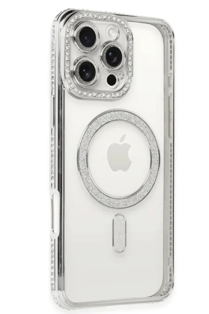 Uray store Apple iPhone 16 Pro Kılıf Joke Simli Magneticsafe Kılıf - Gümüş
