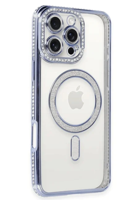 Uray store Apple iPhone 16 Pro Kılıf Joke Simli Magneticsafe Kılıf - Mavi