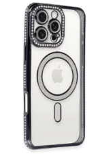 Uray store Apple iPhone 16 Pro Kılıf Joke Simli Magneticsafe Kılıf - Siyah