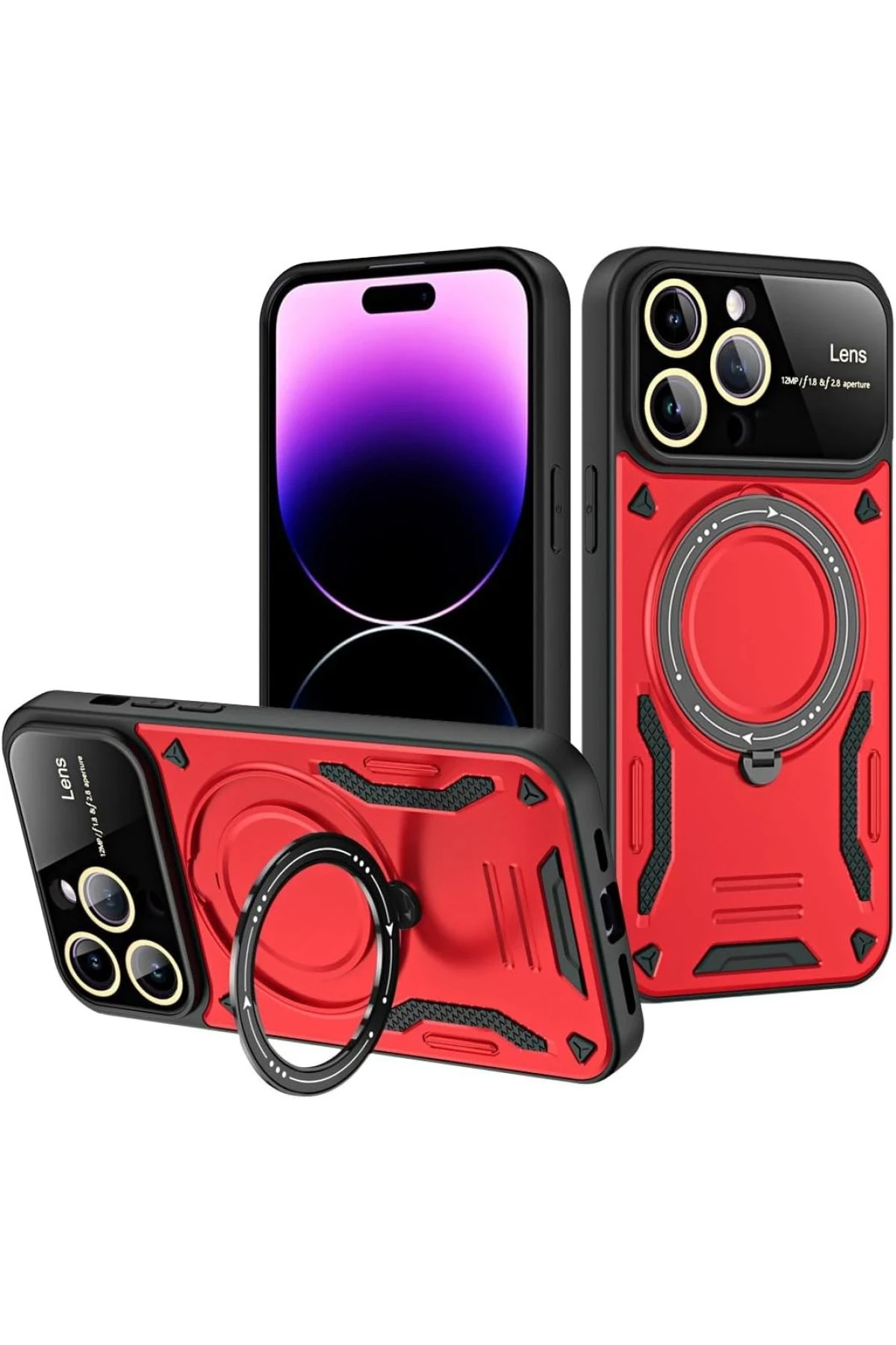 newface-iphone-16-pro-kilif-joy-lens-standli-kapak-kirmizi-default Uray store Apple iPhone 16 Pro Kılıf Joy Lens Standlı Kapak - Kırmızı - Görsel 1