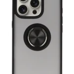 Uray store Apple iPhone 16 Pro Kılıf Montreal Yüzüklü Silikon Kapak - Siyah